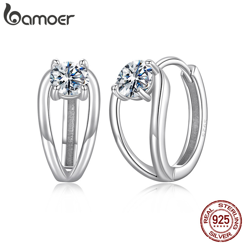 Brincos De Argola De Prata Esterlina 925 Bamoer 0.3CT Joias De Moissanite Presentes Para Mulheres em Oferta na Shopee