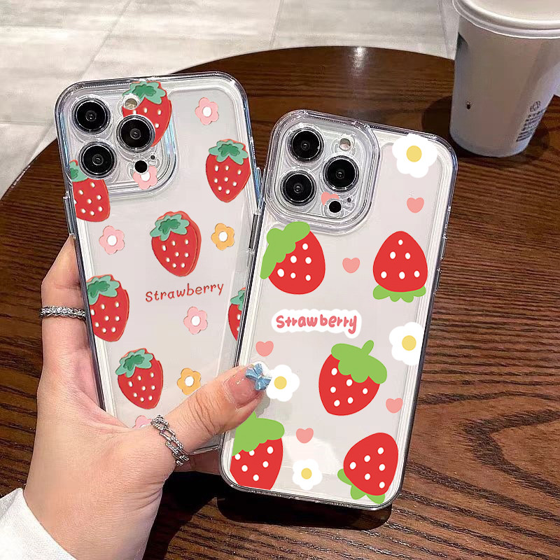 Capa De Telefone Morangos Coloridos Para Samsung Galaxy A56 A26 A36 A55 A16 A06 A53 A54 A34 A35 A14 A12 A13 A54 A73 A23 