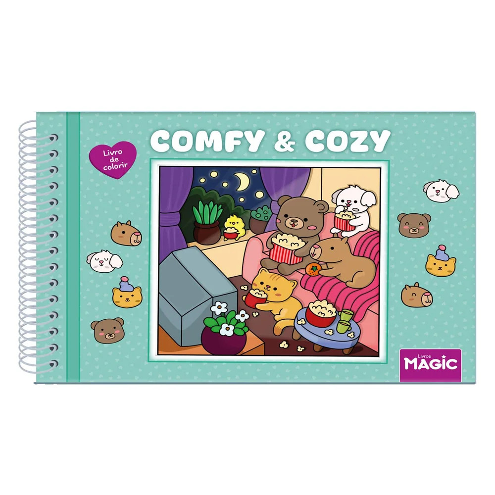 Livro Comfy e Cozy | Livro de Colorir | Capa Dura Verde