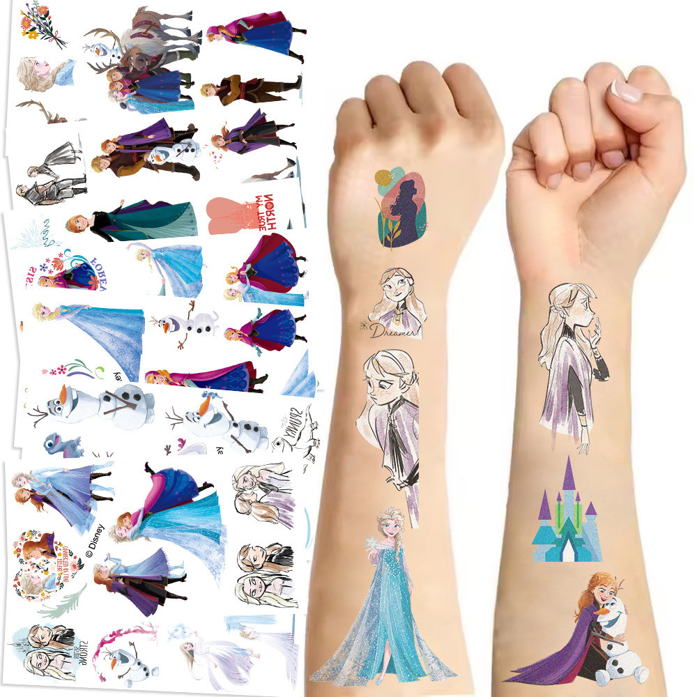 10 Folhas/68 Unidades De Adesivos De Tatuagem De Desenho Animado Congelado