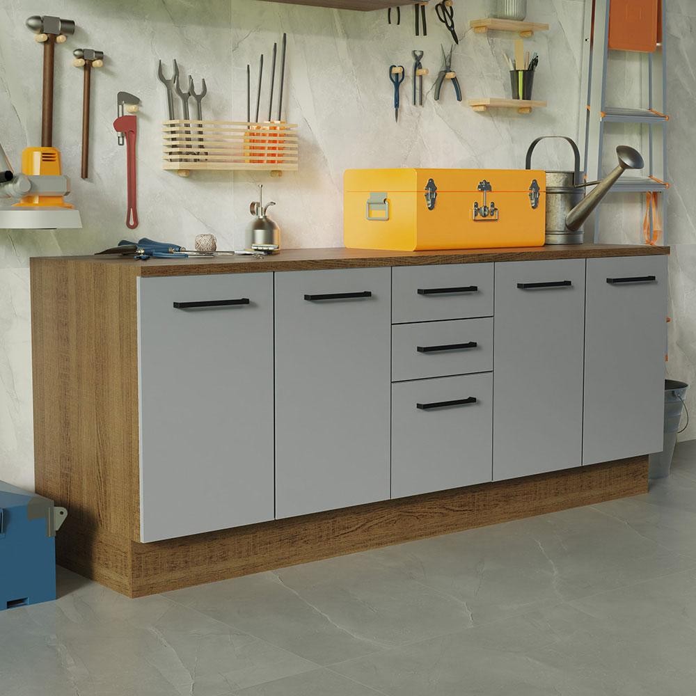 Kit com 2 Balcões Multiuso 4 Portas 3 Gavetas Agata Madesa em Oferta na Shopee