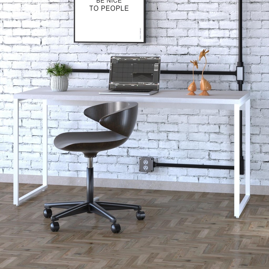 Mesa Kuadra Office 150X60X75cm Estrutura Branca