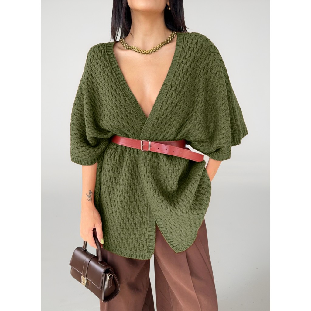 Kimono Poncho Cardigã Feminino Casaco Trico Sueter Inverno
