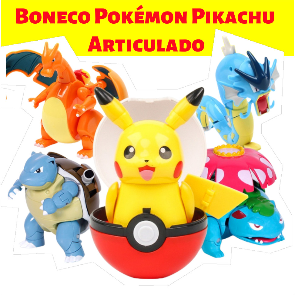 Boneco Pokémon Articulado Montável + Pokébola | Pikachu, Charizard, Lucario,Lapras