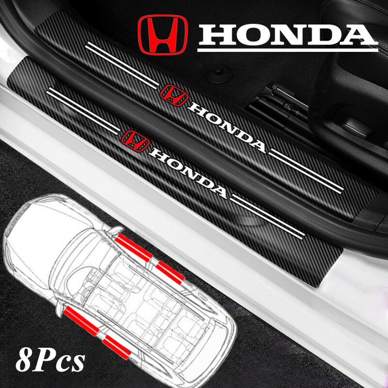 8 Peças Adesivos De Soleira De Porta De Carro Decalques Antiarranhões Para Limiar-Malas Honda Civic XR-V CR-Z CRV HRV Ci