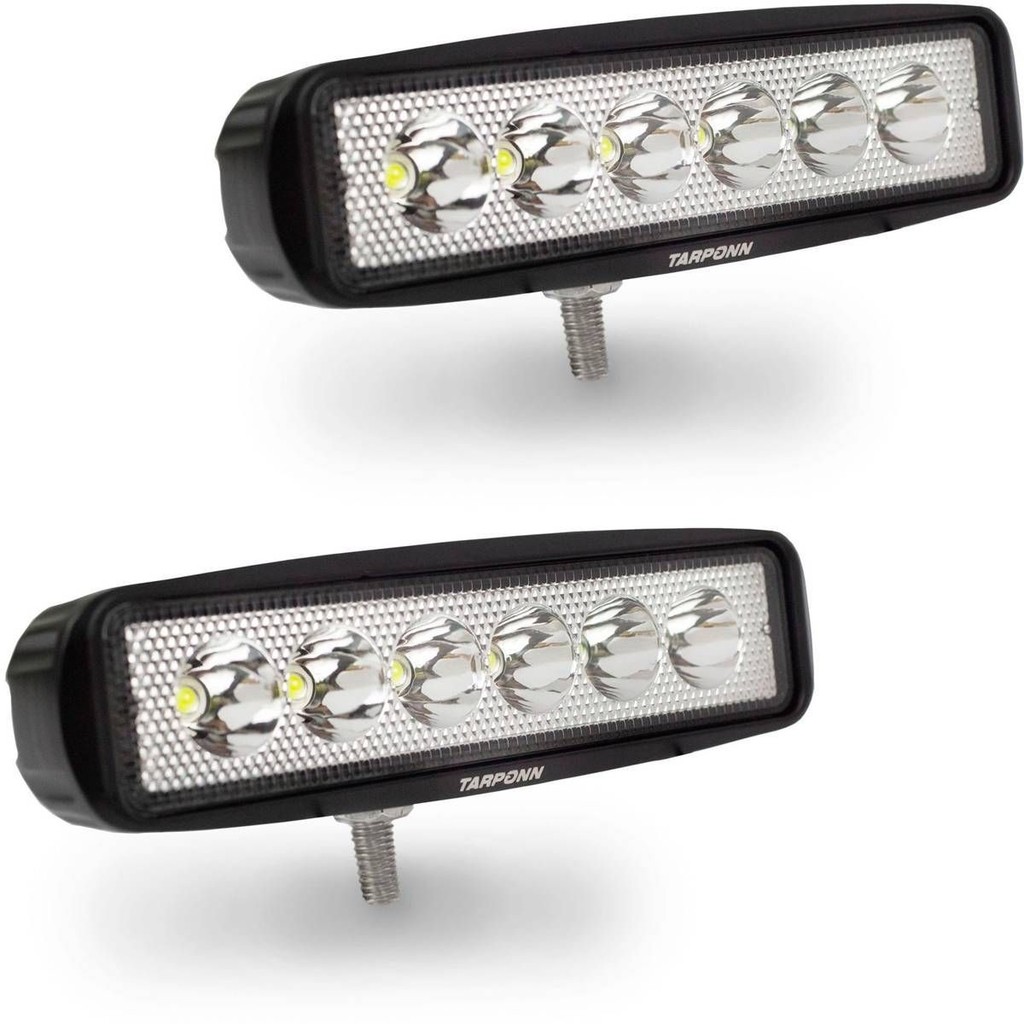 2 Farol Auxiliar Tarponn Retangular 6 LED 18W 9-60V 6000K - Automobiles