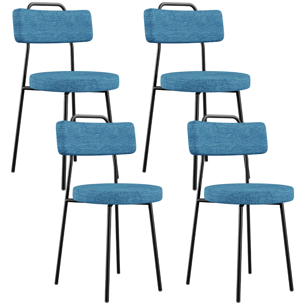 Kit 04 Cadeiras Decorativa Estofada Para Sala De Jantar Barcelona L02 Linho Azul - Lyam Decor em Oferta na Shopee