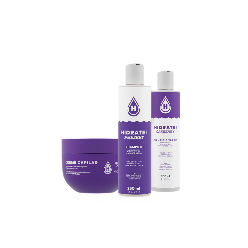 Kit Hidratei Shampoo Condicionador E Creme OAKBERRY