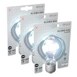 Kit 3 Lampada Led Globo Retro Clear G95 9W 6500K E27 Deluxe