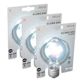 Kit 3 Lampada Led Globo Retro Clear G95 9W 6500K E27 Deluxe em Oferta na Shopee
