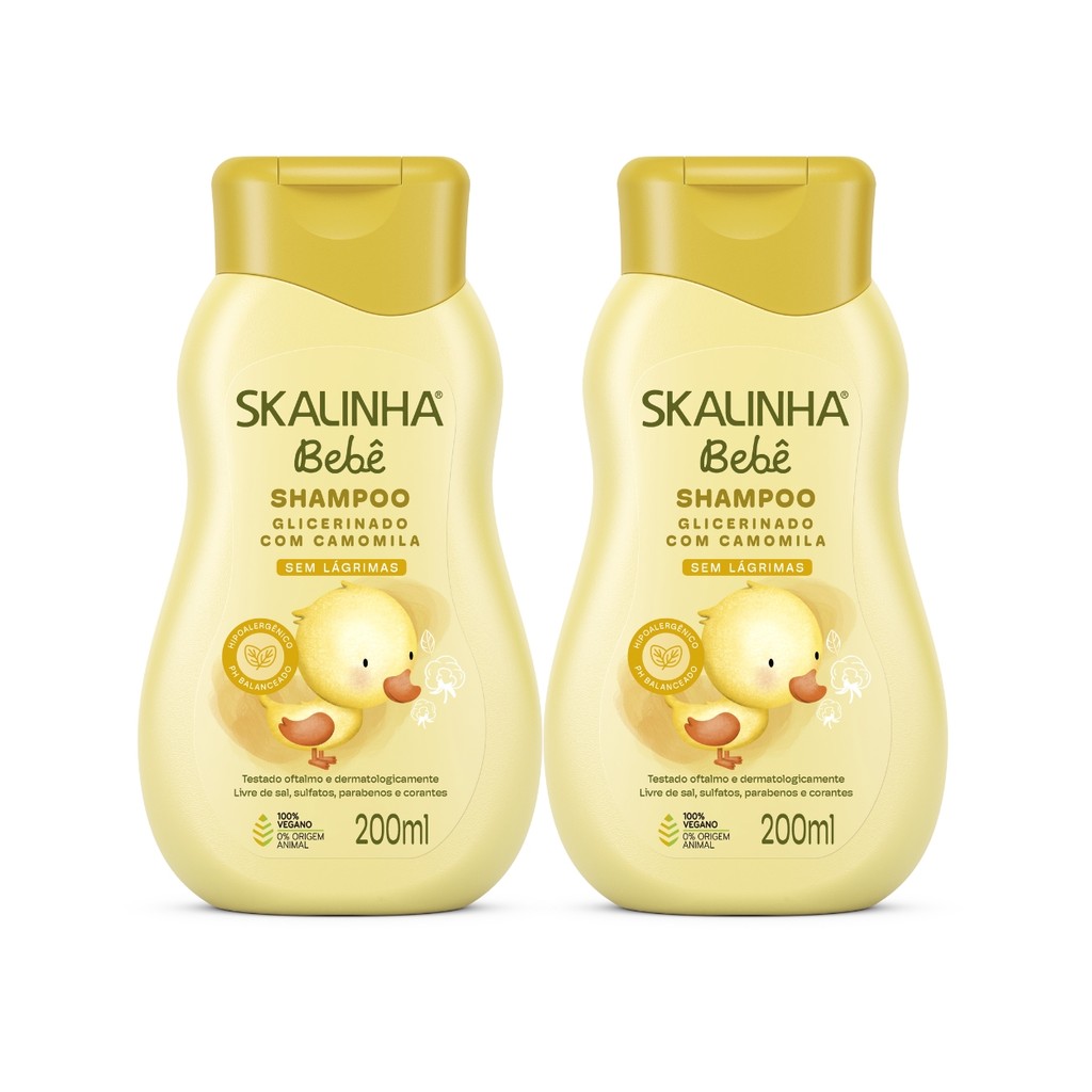 Kit 2 Shampoo Bebê Infantil Camomila Hidrata Vegano Skalinha em Oferta na Shopee