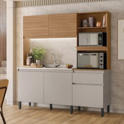 Cozinha Compacta para Pia Amaranto 5 Portas 1 Gaveta Amêndola/Nude Prime Tx - Demóbile