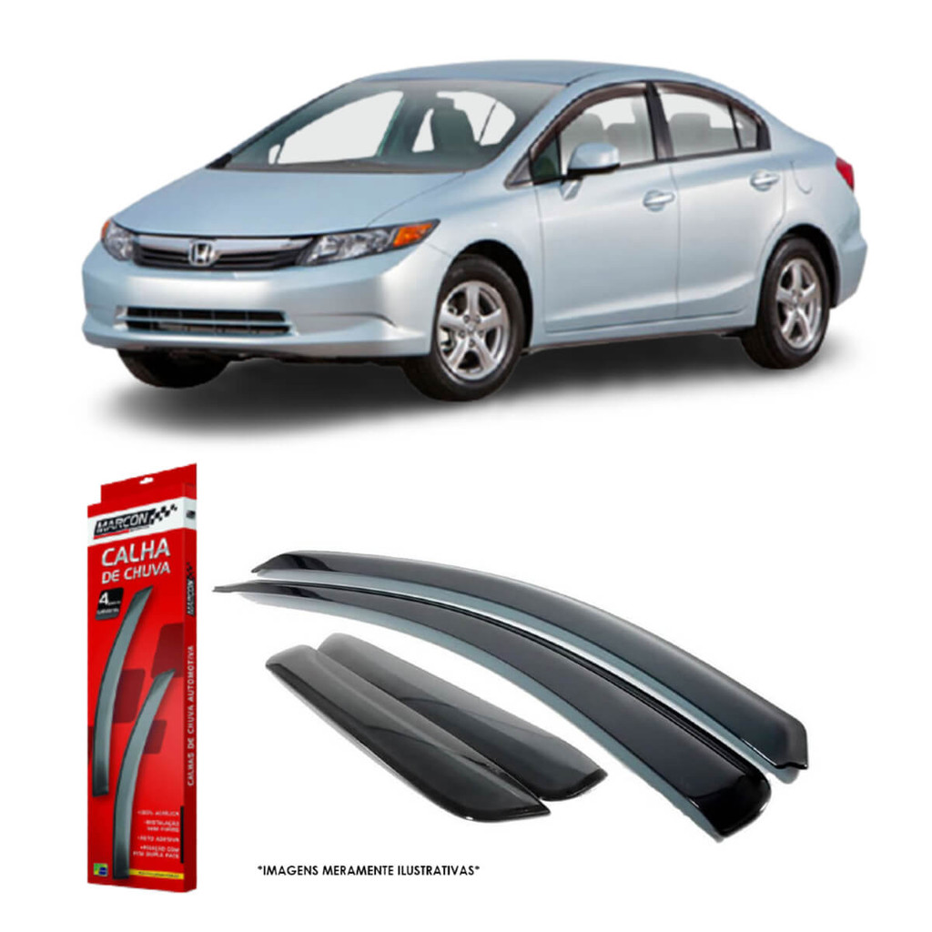 Calha de Chuva Honda New Civic 2012 até 2016 4 Portas Marçon - HO-196 em Oferta na Shopee