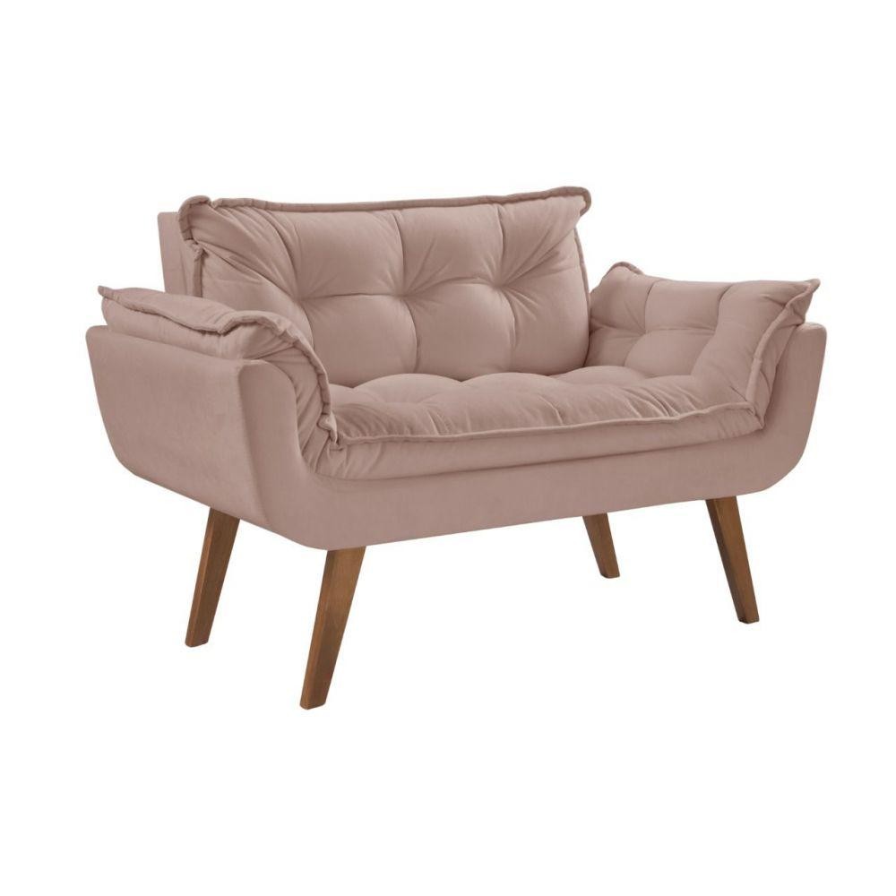 Poltrona Namoradeira Orion Pé Palito Tecido Cappuccino - Home & Living