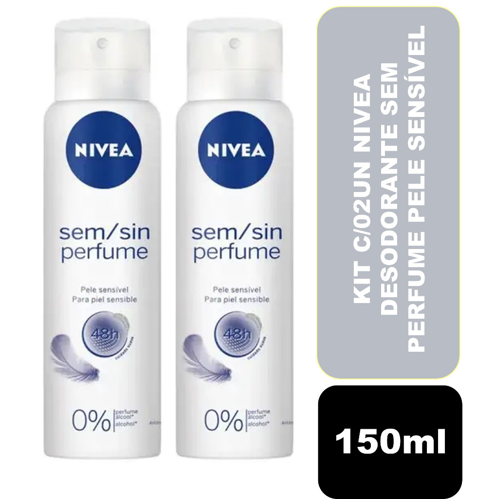 Kit com 02un Desodorante Nivea Aerosol Sensitive Sem Perfume 150ml em Oferta na Shopee
