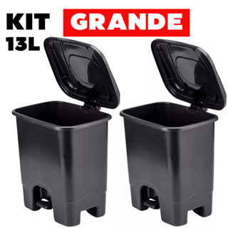 Kit 2 Lixeiras Cesto Com Tampa Grande Com Pedal Preta Escritório Banheiro Cozinha em Oferta na Shopee