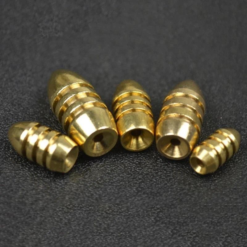OUTKIT 10 Pçs/Lote Pesos Chumbada De Chumbo De Cobre 10g , 7g , 5g , 3.5g , 1.8g Bala Afiada Acessórios De Pesca Equipam