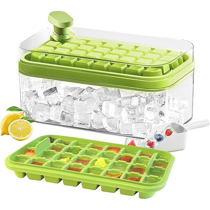 Forma Bandeja Cubo de Gelo Caixa Dupla Dispenser Silicone 64