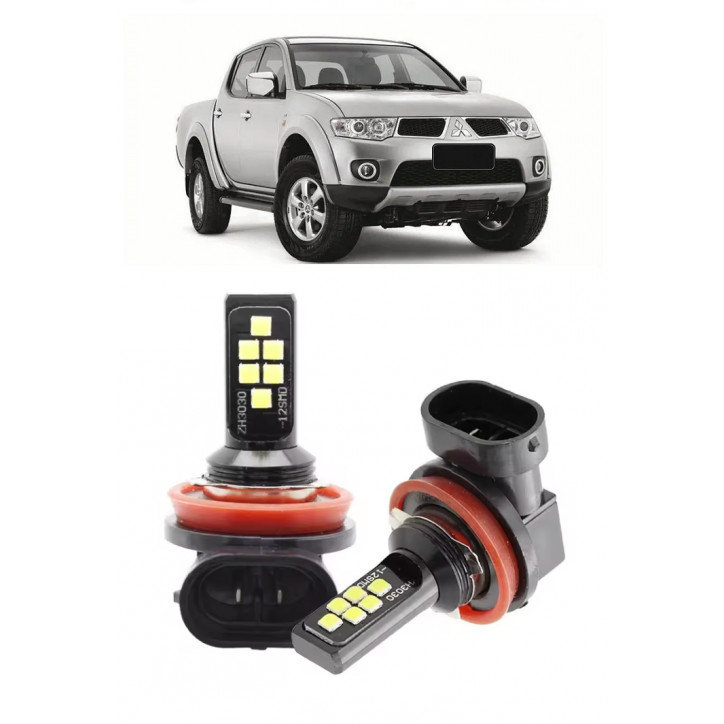 Par Lampada LED Bulbs Farol Milha L200 Triton 2007 2008 2009 2010 2011 2012 2013 2014 2015 6000k