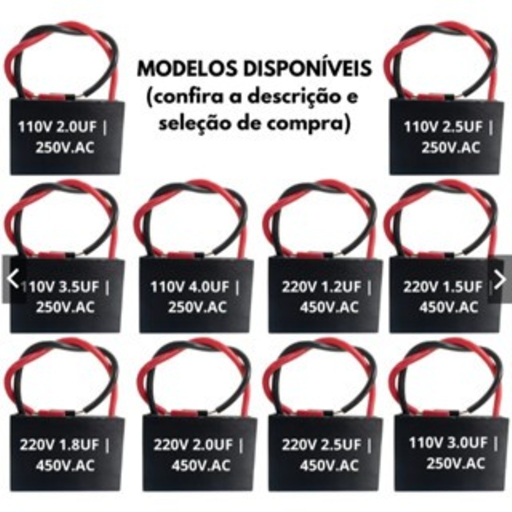 Kit 20 Capacitor CBB61 CBB60 Ventilador Partida 250V 450V 1UF 1.2UF 1.5UF 2UF 4UF 5UF 6UF 8UF ULTRA em Oferta na Shopee