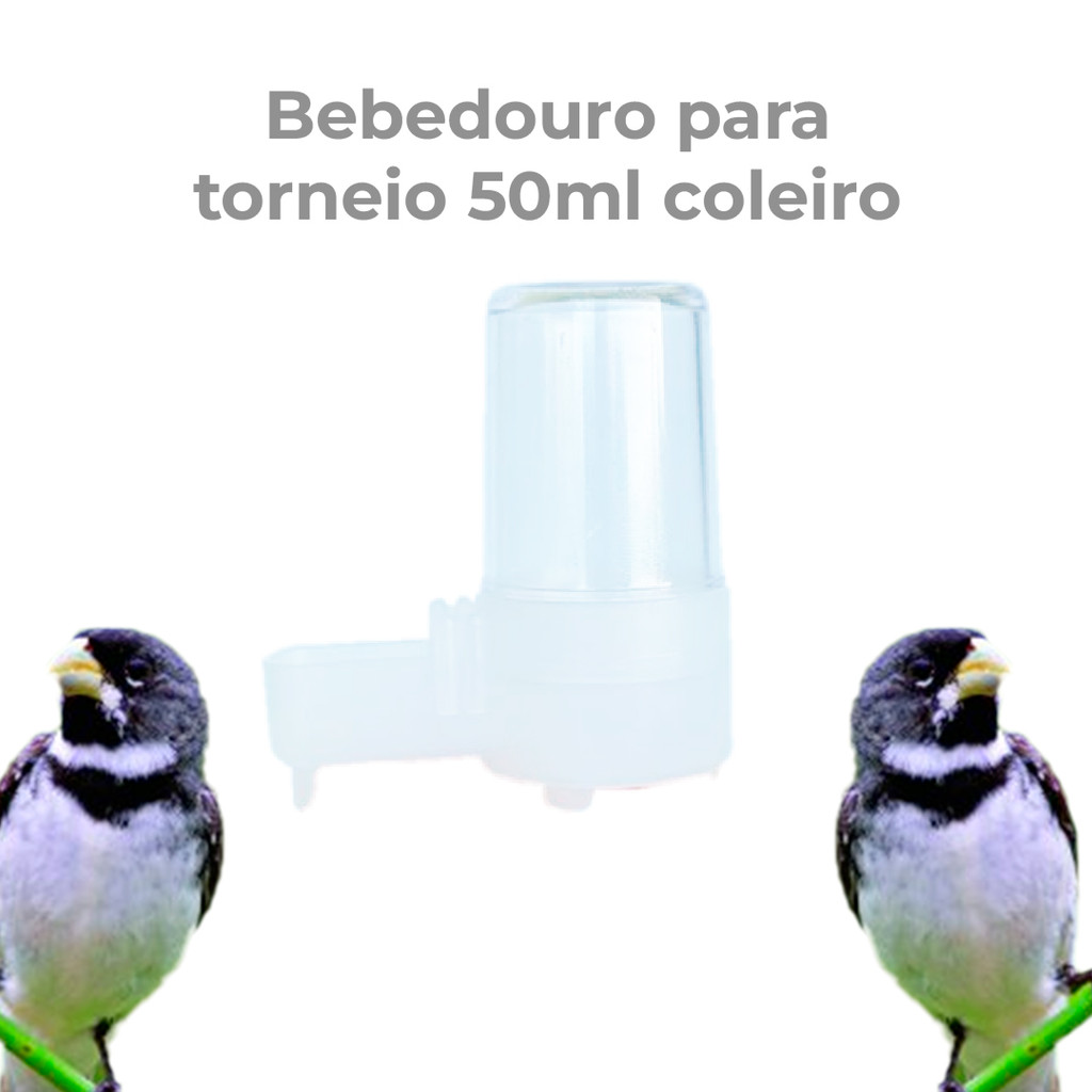 Bebedouro Torneio Malha Fina Pássaros Pequeno Coleiro Papa Capim Gaiola 50ml
