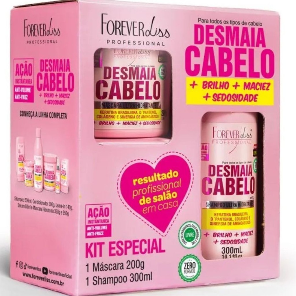 Kit Especial Desmaia Cabelo - Forever Liss Shampoo 300ml e Máscara 200g
