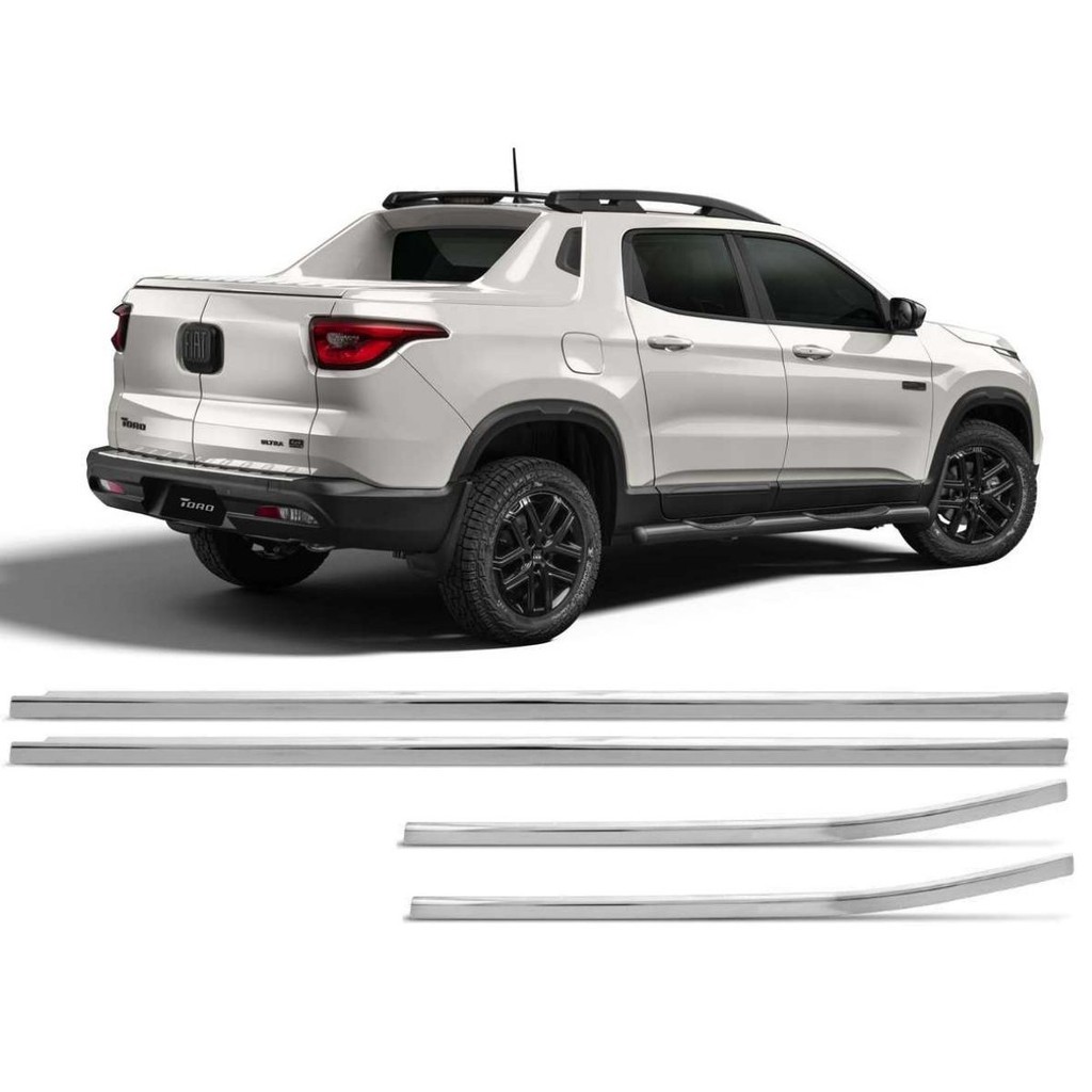 Jogo com 4 Frisos Pestana Cromada para Fiat Toro 2016 2017 2018 2019 2020 em Oferta na Shopee