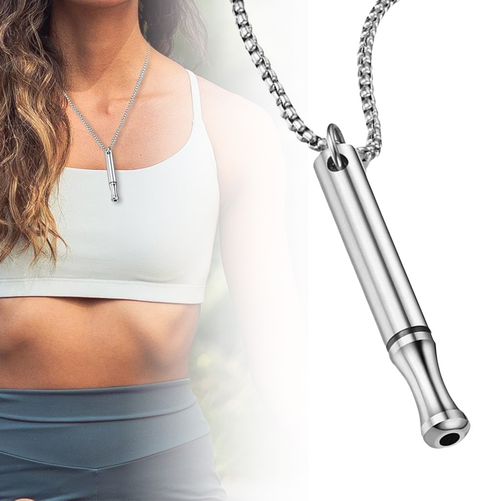 Imagem Colar De Respiração Zaylily , Meditação , Atenção Plena , Apito De Aço Inoxidável , Joias Para Alívio De Ansiedade