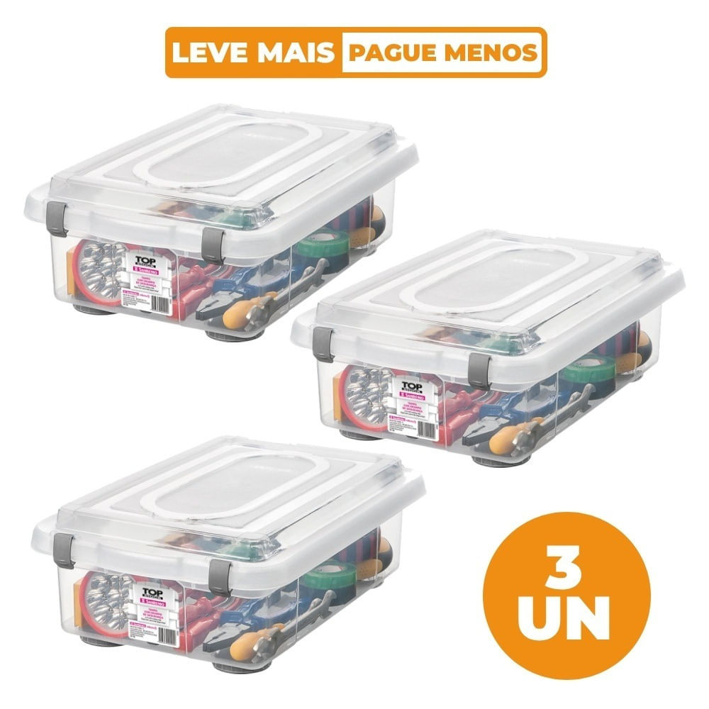 Kit 3 Caixas Organizadoras Transparentes 8,6L Top Stock Sanremo em Oferta na Shopee