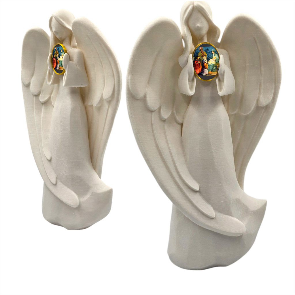 Imagem Santo Catolico Segurando Relicario Tres Reis Magos Anjo da Guarda Homenagem Casamentos Noivados Oração Devoção Ig