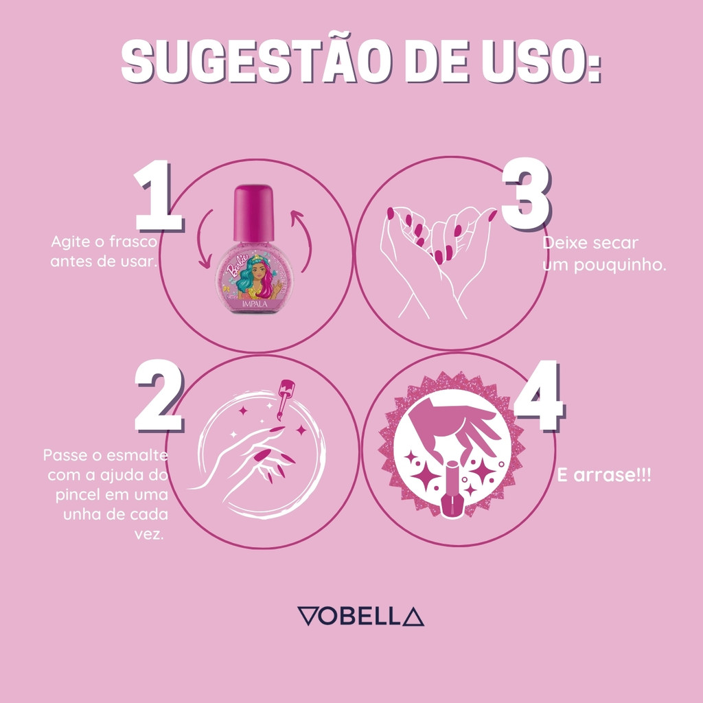 Detalhes do Esmalte Impala Infantil Kids Barbie Brilho Encantado Glitter