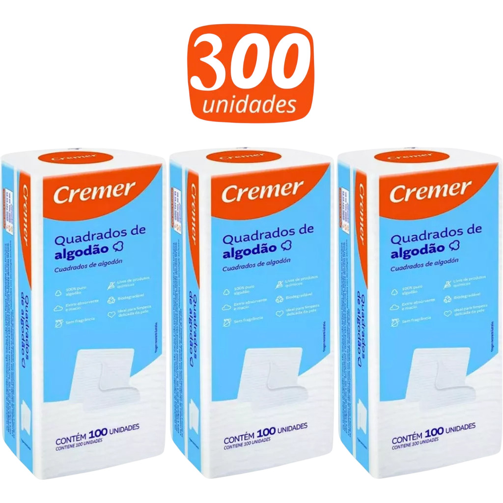 Kit 3x Algodão 100un Quadrado Bebê Sem Perfume Limpeza Macio em Oferta na Shopee