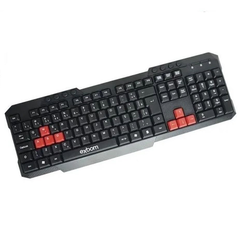 Teclado Gamer USB ABNT2 Multimidia Com Fio BK-144M Exbom