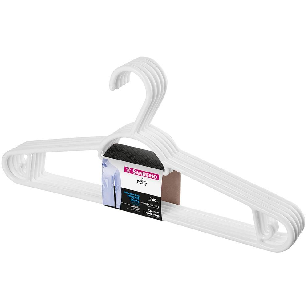 Cabide Plástico Adulto Pendura Mais Branco 40cm Easy Sanremo 5 Unidades em Oferta na Shopee