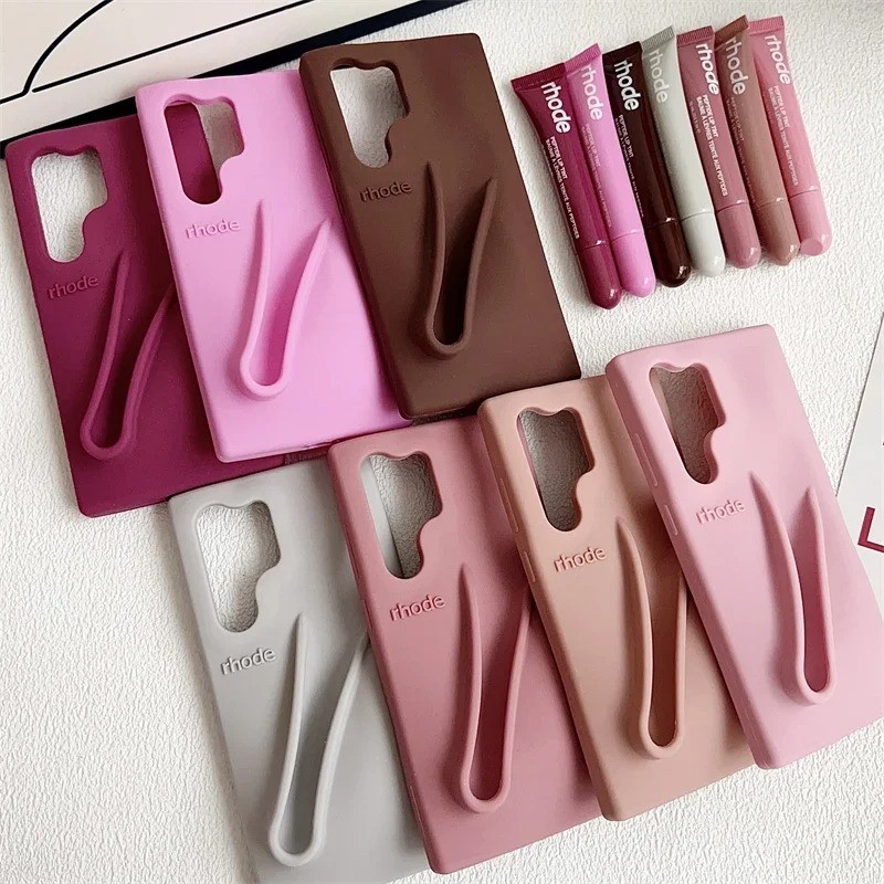 Rhode Capa De Telefone Compatível Com Samsung Galaxy S25 Ultra S24 FE S23 Plus Batom Silicone Macio Portátil Suporte De