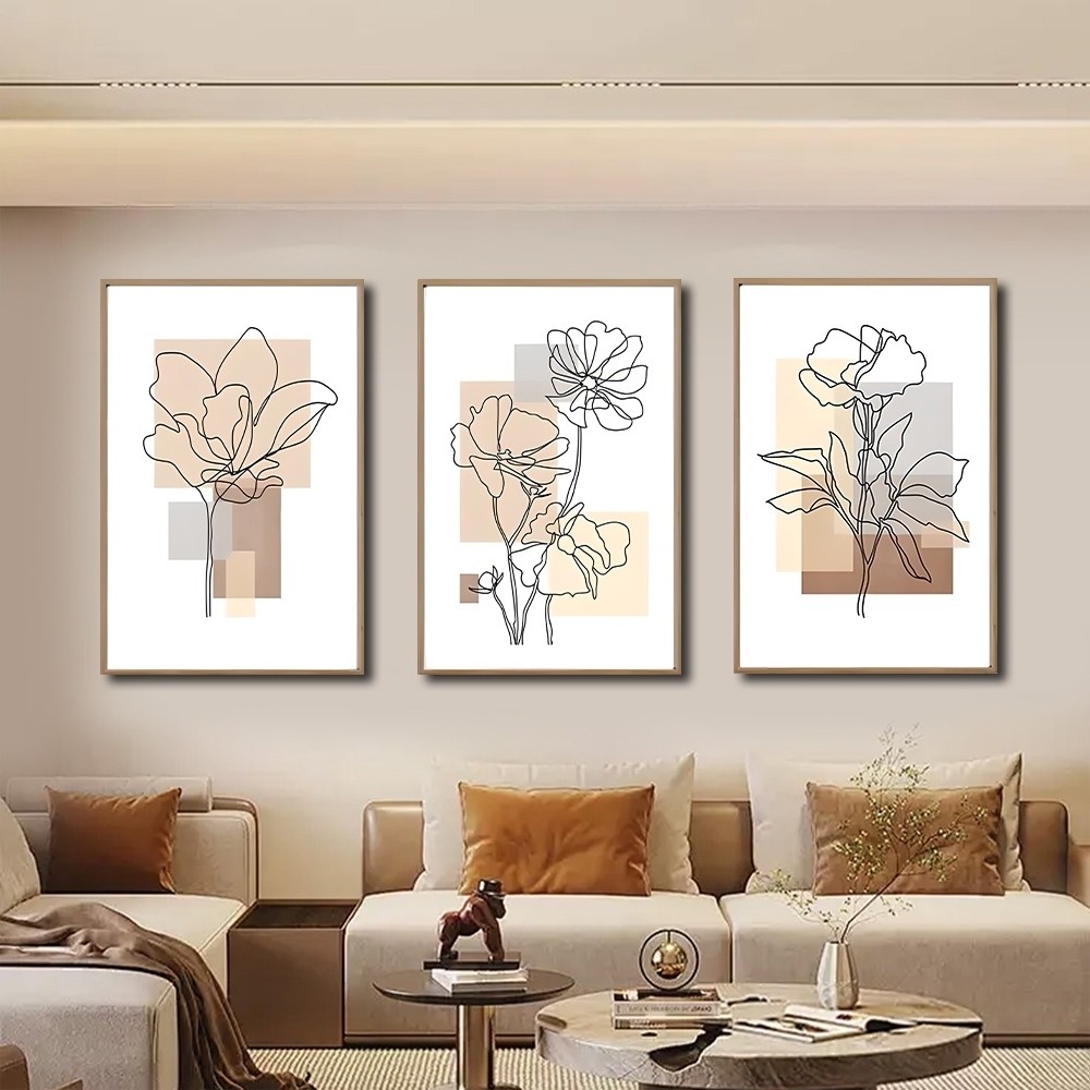 Quadro Decorativo Floral Abstrato Terracota Para Sala Quarto  Mural De Painel Espesso De Sem Moldura em Oferta na Shopee