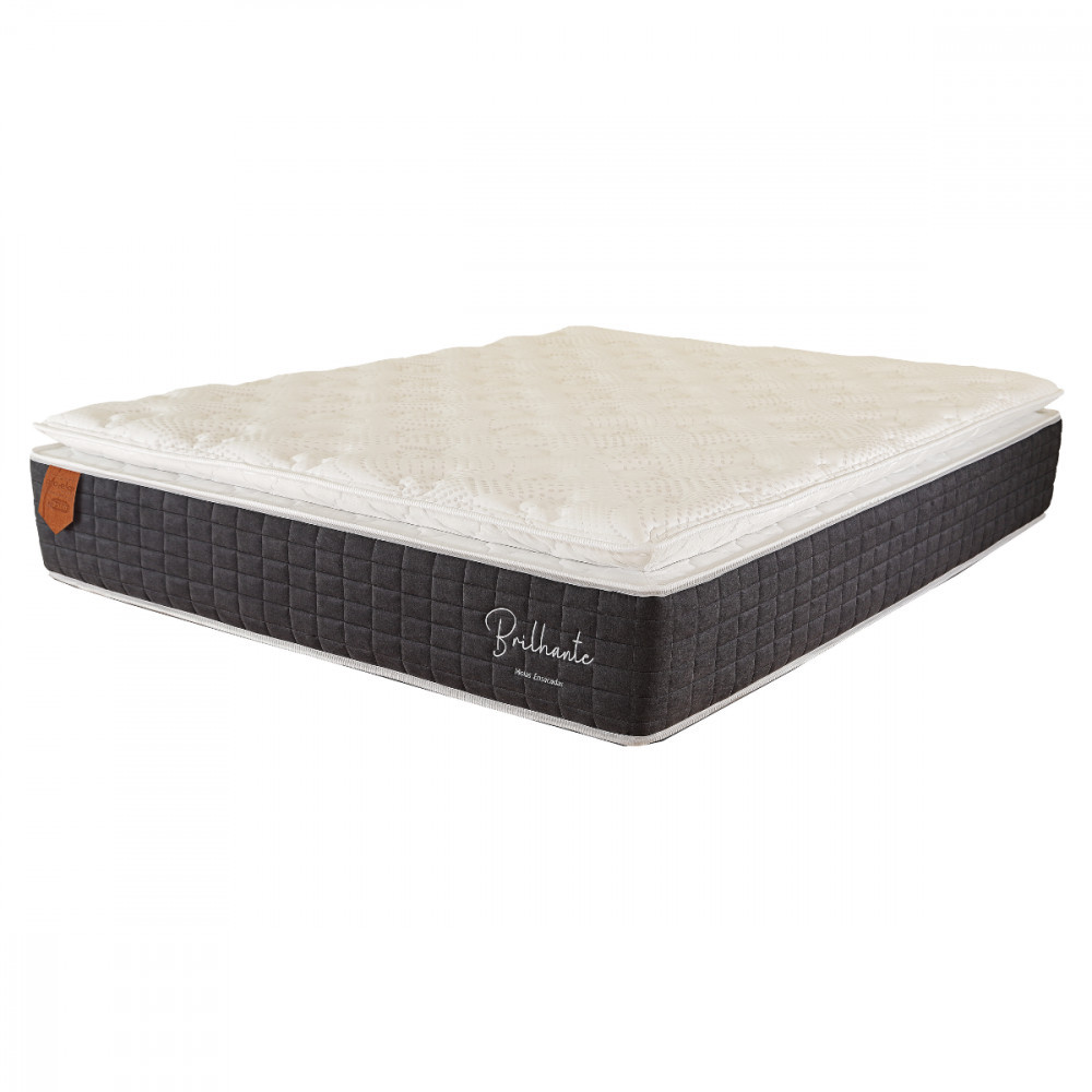 Colchão de Casal Brilhante 138x188x30cm Mola Ensacada Grafite com Branco Prorelax