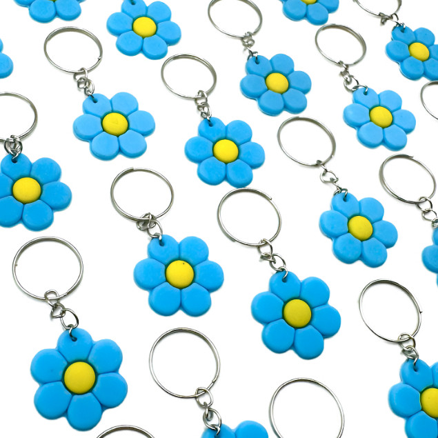 Chaveiro De Flor Azul 10un Lembrancinha Cliente Primavera Tema Aniverário floricultura