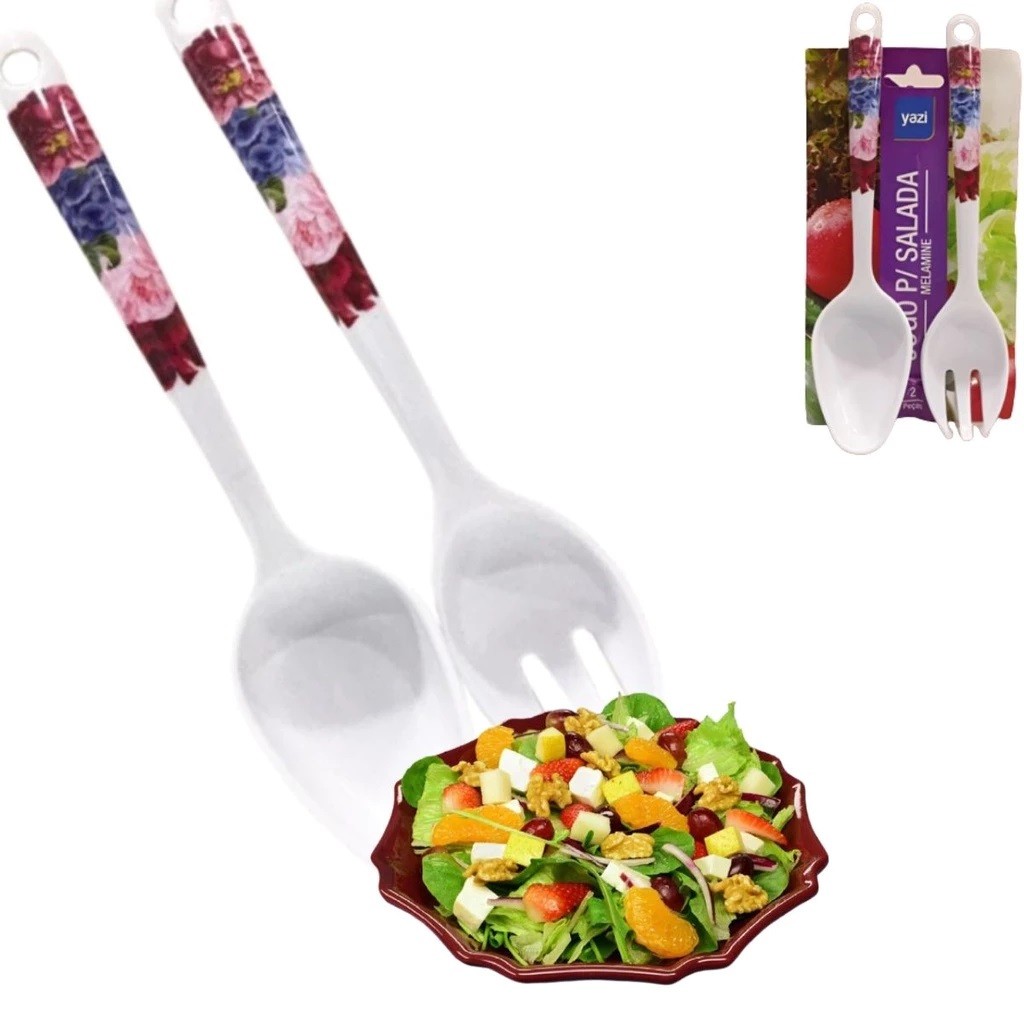 JOGO TALHER PARA SALADA MELAMINE YAZI C/2 PEÇAS (COLHER E GARFO)