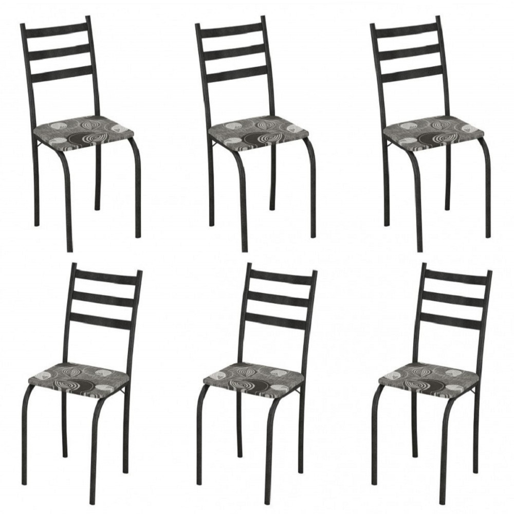 Conjunto com 6 Cadeiras Maraba Martelado Grafite Assento Paraopeba Teixeira em Oferta na Shopee