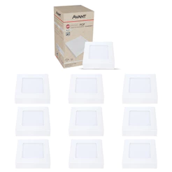 Kit 10 Painel led Plafon Pop Sobrepor 12w 6500k Branco Frio 17cm 110v/220v Quadrado Branco Cod:903029577-10 Avant