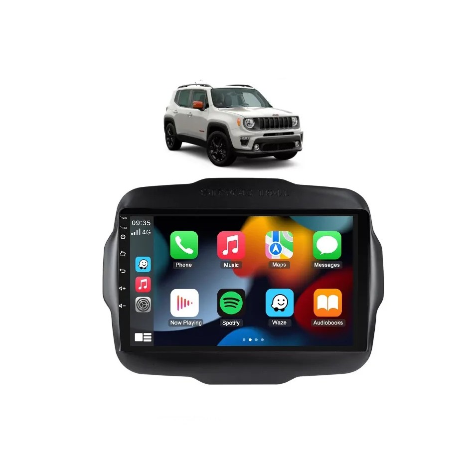 Kit Multimídia Renegade STD PCD 2015 / 2024 9 Pol CarPlay AndroidAuto BT USB FM - 7009BR Roadstar