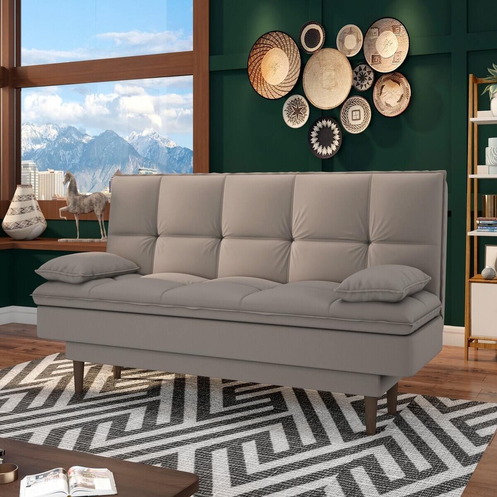 Sofá Cama Reclinável com 2 Almofadas Inclusas Multimóveis CR45238 - Home & Living