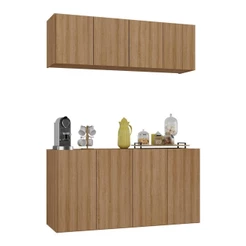 Kit Aparador Buffet com Armário Aéreo 4 Portas Cantinho do Café Multimóveis MP1074