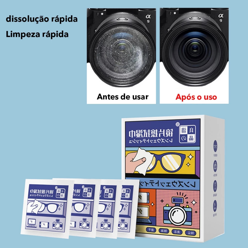 50/100Pcs Toalhetes Eficazes Para Limpeza De Óculos-Descartáveis E Higienização De Lentes