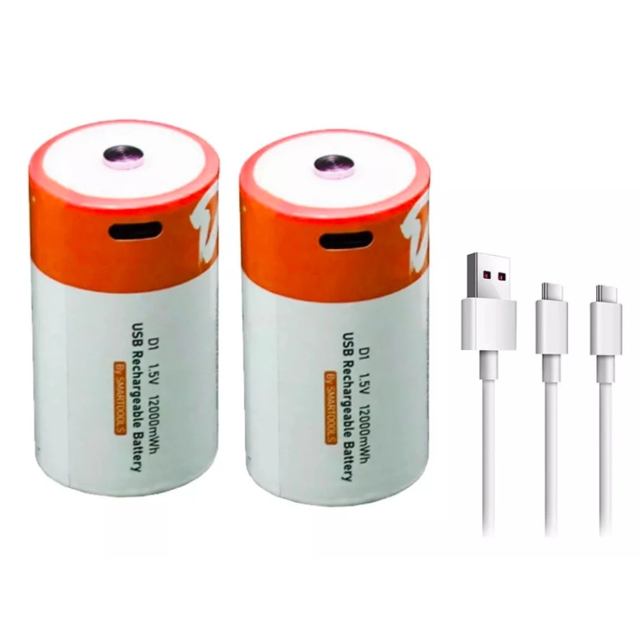Bateria Recarregavel Grande Tipo D 12000mwh Tipo C 5v USB - TypeC