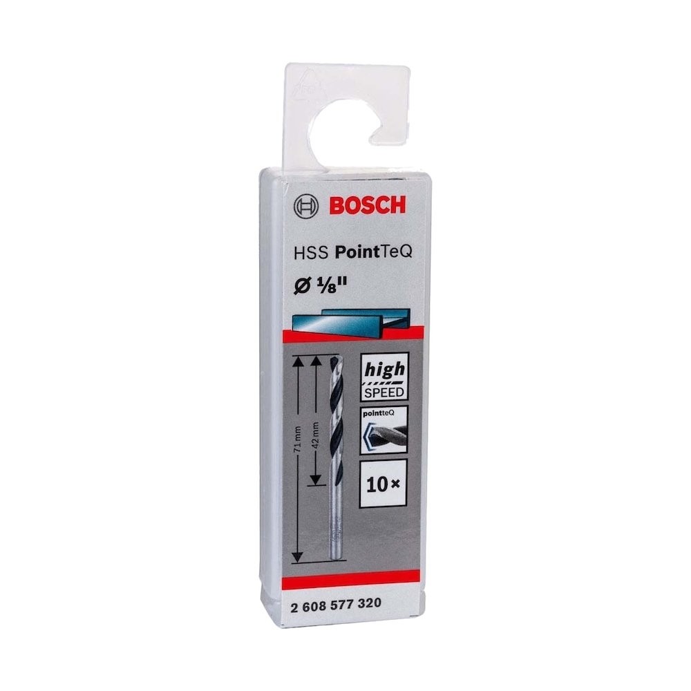 Broca de Aço Rápido Bosch HSS PointTeQ 1/8P Embalagem com 10 Unidades