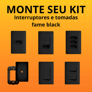 Conjunto Black Tomadas 10A/20A Interruptores Paralela Simples Placa Cega Fame Habitat Black