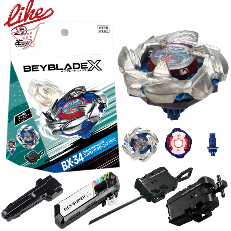 Beyblade X BX-34 Cobalt Dragoon Xtreme Com Lançador Led Grip Conjunto Para Explosão Criança Brinquedos Crianças Menino