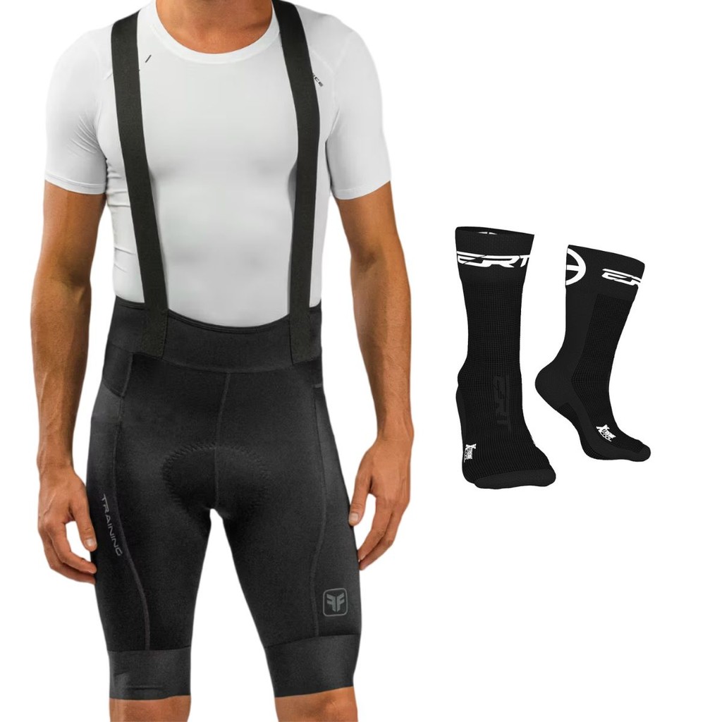 Bretelle ciclismo masculino Free Force Training forro Invert Gel original + meia
